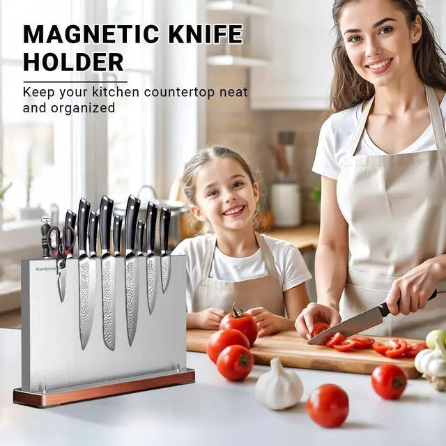 Alt view image 7 of 7 - Nanbone Home Kitchen Magnetic Knife Holder Without Knive Display Stand Magnetic Knife Block Rack Magnetic Stand with Strong Enhanced Magnet Multifunctional Storage Stainless Steel Knife Magnetic Strip