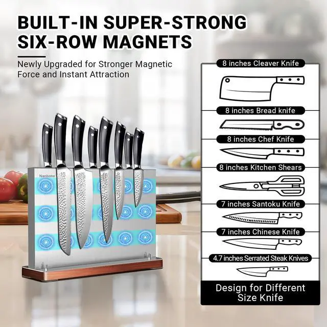 Alt view image 2 of 7 - Nanbone Home Kitchen Magnetic Knife Holder Without Knive Display Stand Magnetic Knife Block Rack Magnetic Stand with Strong Enhanced Magnet Multifunctional Storage Stainless Steel Knife Magnetic Strip