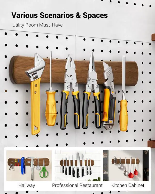 Alt view image 6 of 7 - Swaitee Magnetic Knife Holder for Wall, 24 Inch Large Acacia Wood Magnetic Knife Strip, Kitchen Storage Organizer, Fridge Side Mount, Housewarming Gifts for New Home