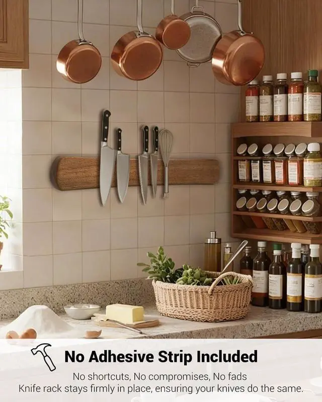 Alt view image 7 of 7 - Swaitee Magnetic Knife Holder for Wall, 24 Inch Large Acacia Wood Magnetic Knife Strip, Kitchen Storage Organizer, Fridge Side Mount, Housewarming Gifts for New Home