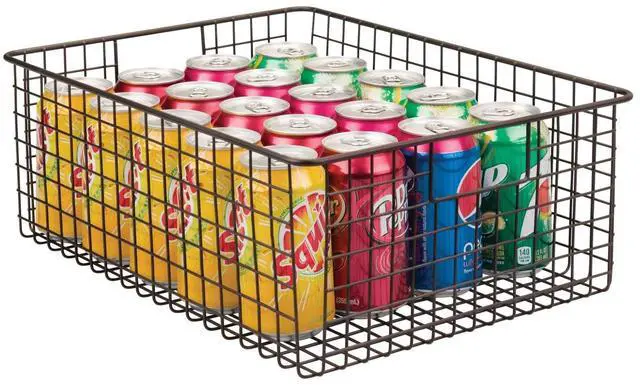 Alt view image 7 of 7 - mDesign Metal Wire Food Storage Basket Organizer with Handles for Organizing Kitchen Cabinets, Pantry Shelf, Bathroom, Laundry Room, Closets, Garage - Concerto Collection - 2 Pack - Bronze