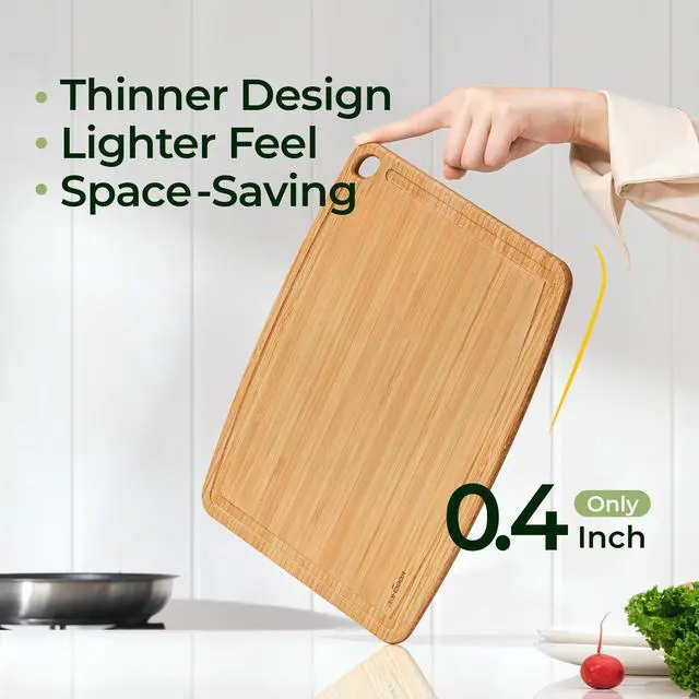 Alt view image 3 of 7 - Keechee Dishwasher Safe Bamboo Cutting Boards Durable Lightweight Wood Cutting Board for Busy Kitchen, Easy Storage & Clean Wooden Chopping Boards with Juice Groove Set of 2 (M+S)