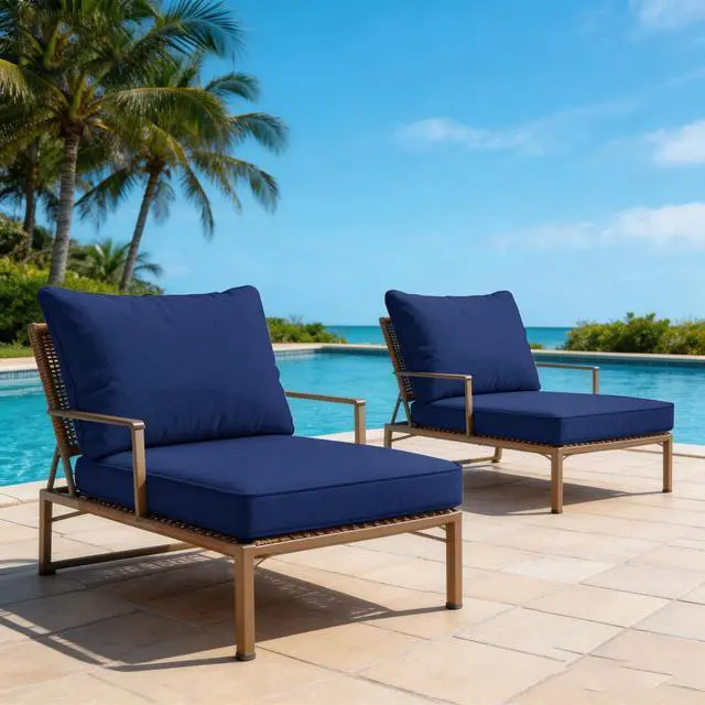 Alt view image 7 of 7 - Loungewave 24 x 24 Inch Outdoor Chair Cushions Set, Water Resistant Backrest Patio Furniture Cushions, 4" Thickened Outdoor Seat Cushion for Wicker Dining Rocking Swivel Chairs, Removable Cover
