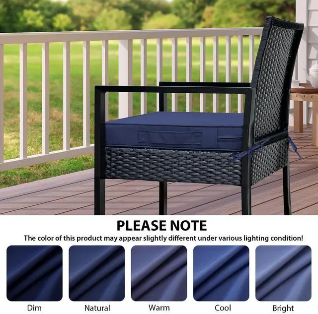 Alt view image 6 of 6 - IPYNBAP Outdoor Chair Cushions Set of 4 -Waterproof Outdoor Seat Cushions for Patio Furniture, Patio Chair Cushion with Handle and Ties, Square Out Door Chair Pads,19" x 19" x 3", Navy Blue