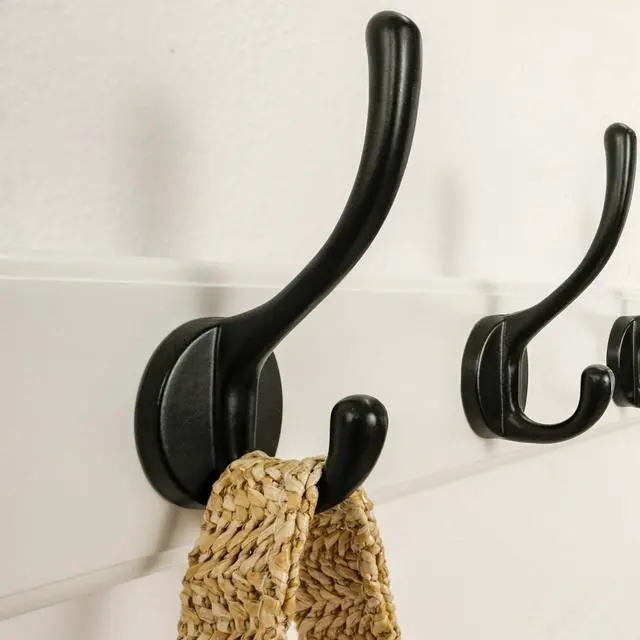 Alt view image 6 of 6 - Dseap Coat Rack Wall Mounted: 10-Hooks, 38-1/4" Long, 16" Hole to Hole, Wood Coat?Hooks Wall Mounted, Hook Rack, Hook Rail, Hooks for Hanging Coats, White & Black