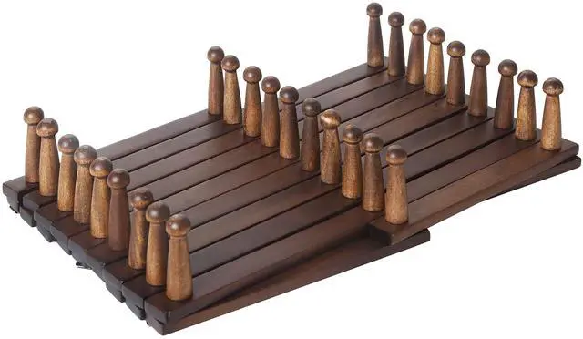 Alt view image 7 of 7 - SKOLOO Accordion Wall Hanger with 28 Hooks, Modern Expandable Coat Rack Hat Rack for Wall, Solid Wooden, Walnut Color