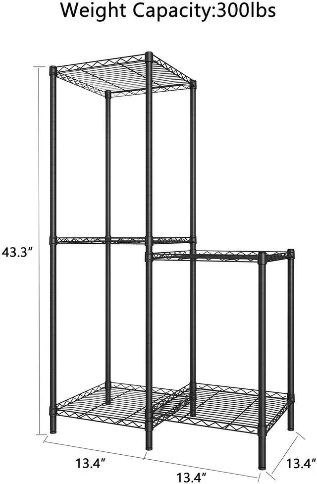 Alt view image 5 of 6 - Xiofio 5-Tier Plant Stand for Indoor Outdoor, Reinforced Plant Shelf for Multiple Plants Plant Rack ,Adjustable Plant Stand Suitable for Bedroom Living Room Balcony Garden,Black