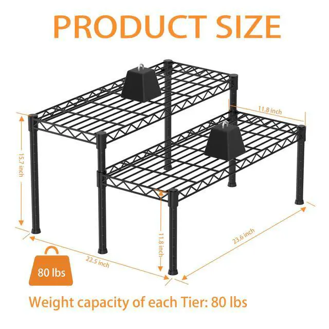 Alt view image 7 of 7 - Xiofio 2 Tier Ladder Potted Multiple Plants for Indoor and Outdoor Plant Stands, Adjustable Shelves and Multifunctional Plant Racks suitable for living room balconies and gardens,(Black)