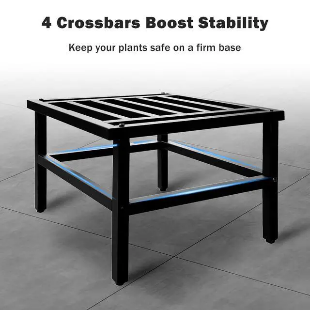 Alt view image 4 of 7 - Hongsane Plant Stand Indoor Outdoor,18 Inch Square Metal Plant Stands Riser,Heavy Duty Wrought Iron Pedestal Holders for Large Flower Pot,Outside Rust-Proof Black Flower Display Shelf for Patio,1-Pack