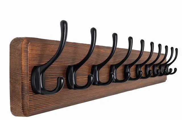 Main image of SKOLOO Farmhouse Style Wall Mounted Coat Rack, 38.6'' Pine Solid Wood Coat Hook Hanger - 10 Hooks for Hanging Clothes Robes Towels Coats