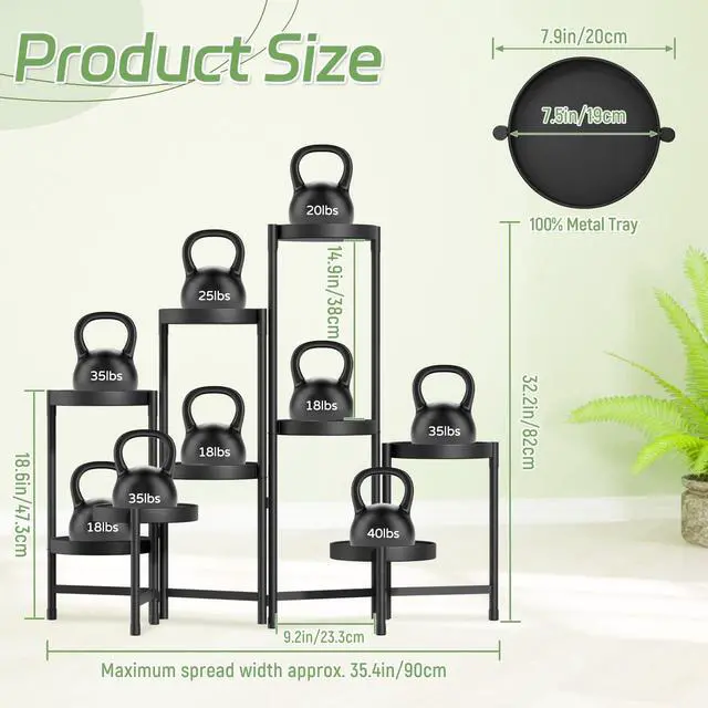 Alt view image 2 of 7 - iDavosic.ly Plant Stand Indoor Outdoor, 9 Tier Corner Metal Flower Display Holder Shelf, Folding Tall Orchid Rack for Patio Balcony Porch Garden Living Room House, Black