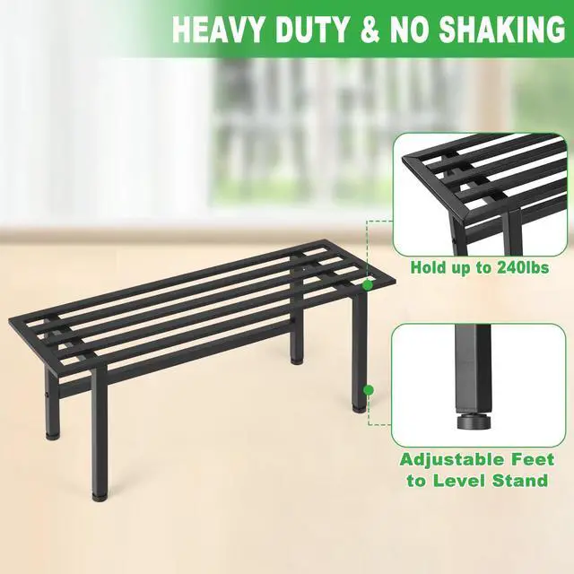 Alt view image 3 of 6 - Dipion 2 Pack Metal Plant Stand Outdoor Plant Shelf Indoor,1 Tier Heavy Duty Plant Stands for Multiple Plants,26" L x 10.12" H x 8.75" W,Black