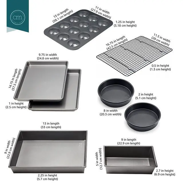 Alt view image 3 of 7 - Chicago Metallic Professional Non-Stick 8-Piece Bakeware Set, Silver