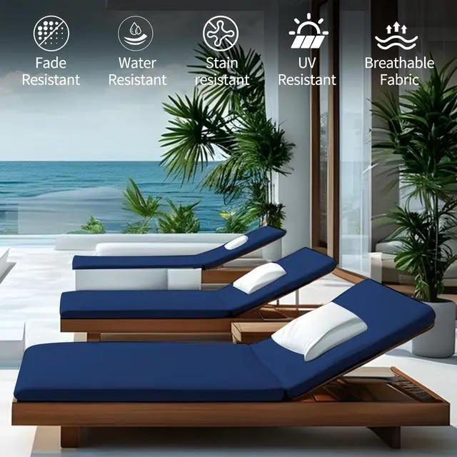 Alt view image 2 of 7 - Iheqard Outdoor Chaise Lounge Cushions for Patio, 72"x22"x3" Lounge Chair Cushions, Waterproof Replacement Seat Cushions for Outdoor Furniture