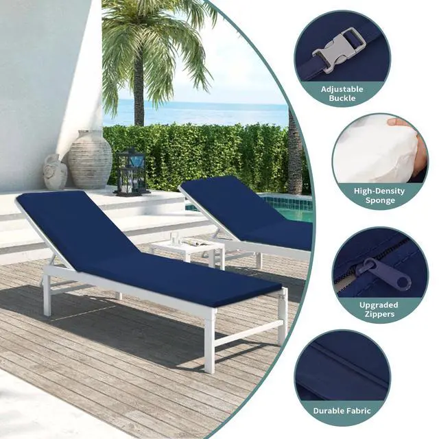 Alt view image 3 of 7 - Iheqard Outdoor Chaise Lounge Cushions for Patio, 72"x22"x3" Lounge Chair Cushions, Waterproof Replacement Seat Cushions for Outdoor Furniture