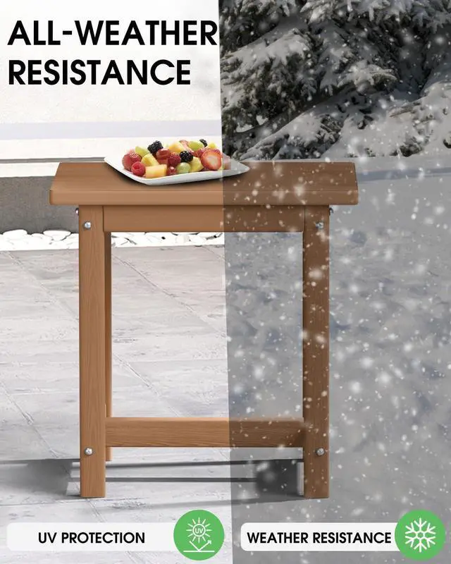 Alt view image 3 of 7 - SUUNYN Outdoor Side Table 17" HDPE Adirondack Side Table,Sturdy Small Outdoor Tables, Weather-Resistant & Easy Assembly Patio End Tables for Garden, Balcony, Porch & Poolside (Teak)