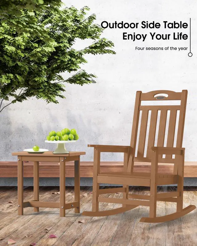 Alt view image 2 of 7 - SUUNYN Outdoor Side Table 17" HDPE Adirondack Side Table,Sturdy Small Outdoor Tables, Weather-Resistant & Easy Assembly Patio End Tables for Garden, Balcony, Porch & Poolside (Teak)
