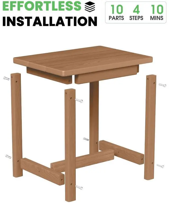 Alt view image 5 of 7 - SUUNYN Outdoor Side Table 17" HDPE Adirondack Side Table,Sturdy Small Outdoor Tables, Weather-Resistant & Easy Assembly Patio End Tables for Garden, Balcony, Porch & Poolside (Teak)