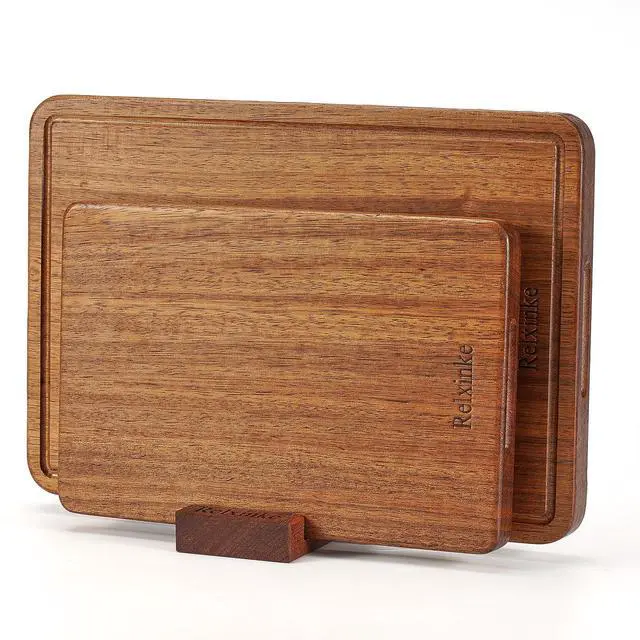 Main image of Relxinke Solid Teak Wood Cutting Board Set One Piece Non Glued Large Thick Crack Resistant Wooden Chopping Board with DeepJuice Grooves Built in Handles for Kitchen Meat Vegetable 15.8x11 IN &12X8 IN