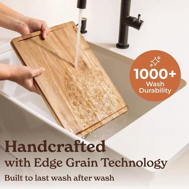 Alt view image 6 of 7 - SMIRLY Acacia Wood Cutting Boards for Kitchen - Wood Cutting Board for Meal Prep, Serving, Charcuterie - Kitchen Gadgets, House Warming Gifts - Wooden Chopping Board Set of 3