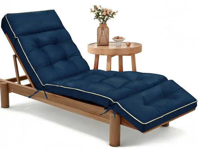 Main image of MAGIC ELEPHANT Chaise Lounge Cushion Outdoor, Memory Foam Replacement Patio Pool Lounge Chair Cushion with Ties for Outdoor Furniture, 74 x 22 x 4 Inch (Oxford Blue)