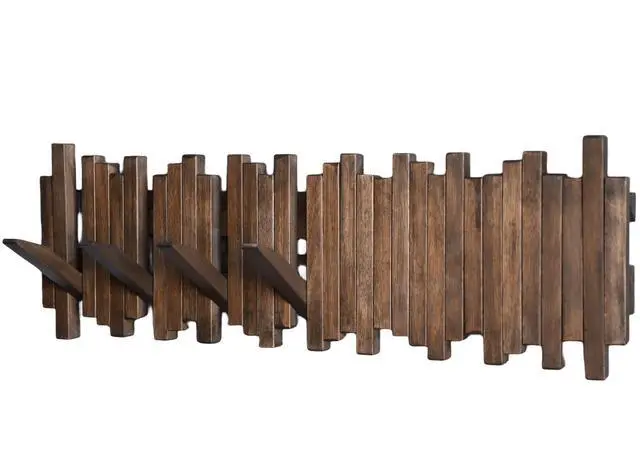 Main image of GOGREEBELL Natural Wood Wall Mounted Piano Coat Rack| Coat Rack Wall Mount| Flip Down Wall Hook Rack 7 Hooks| Entryway Wall Art Hook,Made of Acacia Wood (Wood Wax Oil Dyed Walnut Color).Wall Art