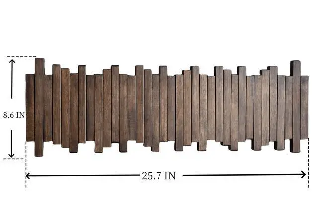 Alt view image 4 of 6 - GOGREEBELL Natural Wood Wall Mounted Piano Coat Rack| Coat Rack Wall Mount| Flip Down Wall Hook Rack 7 Hooks| Entryway Wall Art Hook,Made of Acacia Wood (Wood Wax Oil Dyed Walnut Color).Wall Art