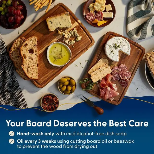 Alt view image 5 of 7 - Sonder Los Angeles Doheny Wood Cutting Board Set | Acacia Edge Grain Cutting Board for Kitchen with Juice Groove | Perfect for Compact Daily Use | Gift Box Included | 14x10x1 in & 12x8x1 in