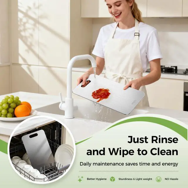 Alt view image 7 of 7 - Titanium Cutting Board Set of 3, Titanium Cutting Boards for Kitchen, 100% Double-Sided Titanium Cutting Boards, Separate Raw and Cooked Food Areas, Non-Toxic, Dishwasher Safe (S+ M + L)