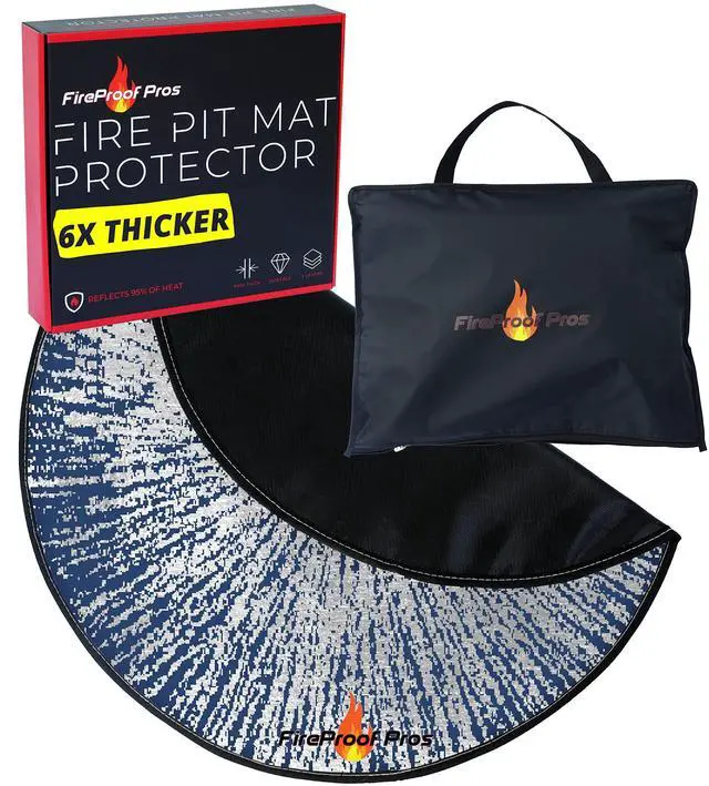 Main image of 40" Blue Color Design fire mat for Under firepit. Heat Retardant Pattern that insulates Heat and Protects from Falling Embers. Heat Insulation Flame Protection