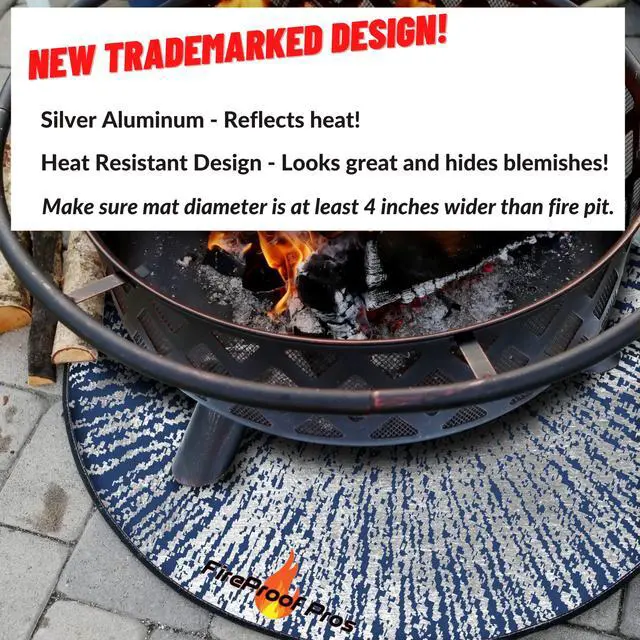 Alt view image 3 of 6 - 40" Blue Color Design fire mat for Under firepit. Heat Retardant Pattern that insulates Heat and Protects from Falling Embers. Heat Insulation Flame Protection