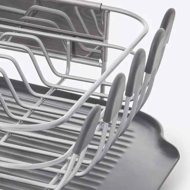 Alt view image 2 of 6 - KitchenAid Compact, Space Saving Rust Resistant Dish Rack, with Angled Self Draining Drain Board and Removable Flatware Caddy, 16.06-Inch, Gray