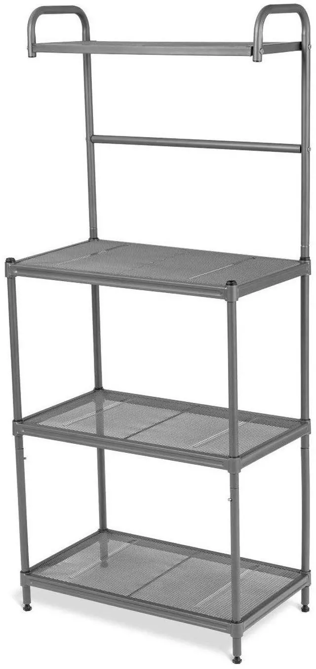 Alt view image 4 of 7 - Giantex Bakers Rack, 4-Tier Microwave Oven Stand, Kitchen Storage Rack with Mesh Wire Metal Shelves, Free Standing Shelving Utility Unit, 23.5" Lx14 Wx54 H (Silver)