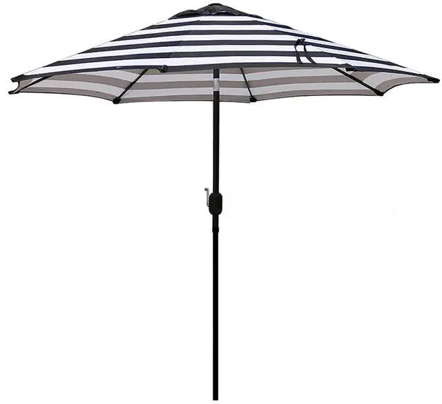 Main image of Blissun 9' Outdoor Patio Umbrella, Striped Patio Umbrella, Outdoor Table Umbrella, Market Umbrella with 8 Sturdy Ribs, Push Button Tilt and Crank (Black & White Stripe)