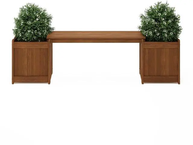 Alt view image 5 of 7 - Furinno FG16011 Tioman Hardwood Flower Box, Brown