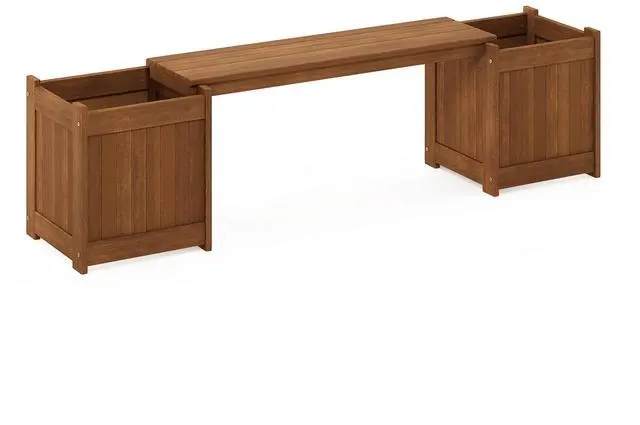 Alt view image 7 of 7 - Furinno FG16011 Tioman Hardwood Flower Box, Brown