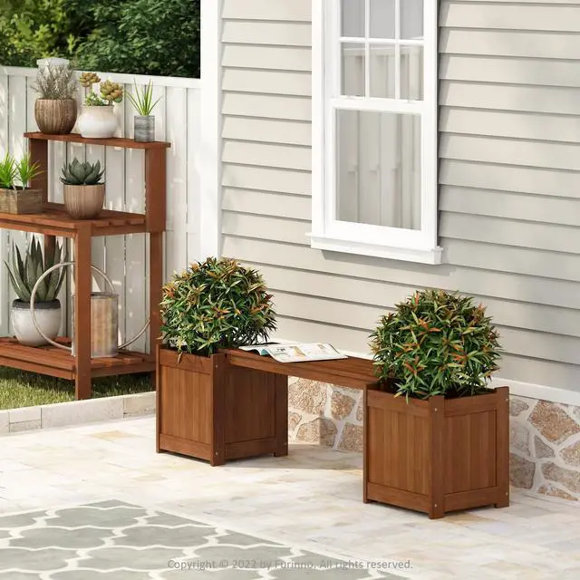 Alt view image 2 of 7 - Furinno FG16011 Tioman Hardwood Flower Box, Brown