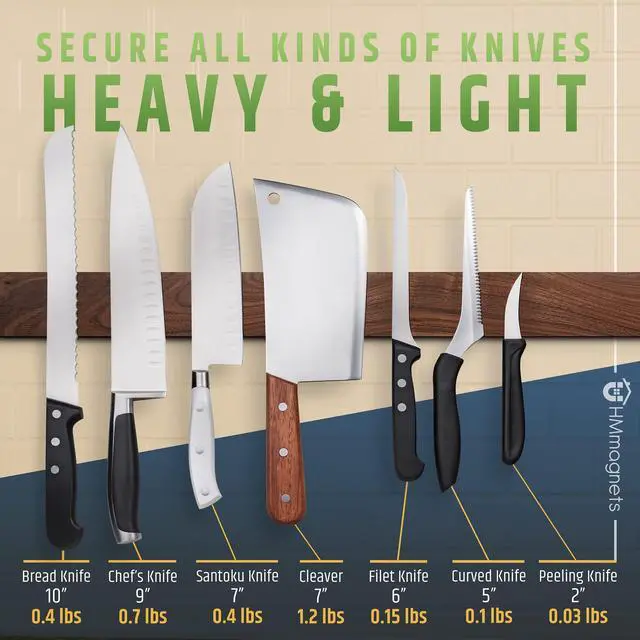 Alt view image 5 of 7 - Premium 24 Inch (Large Size) Dark Walnut Wood Magnetic Knife Holder Professional Wooden Magnetic Knife Strip - Space-Saving Knife Rack/Knife Bar With Powerful Magnetic Pull Force (Upgraded Version)