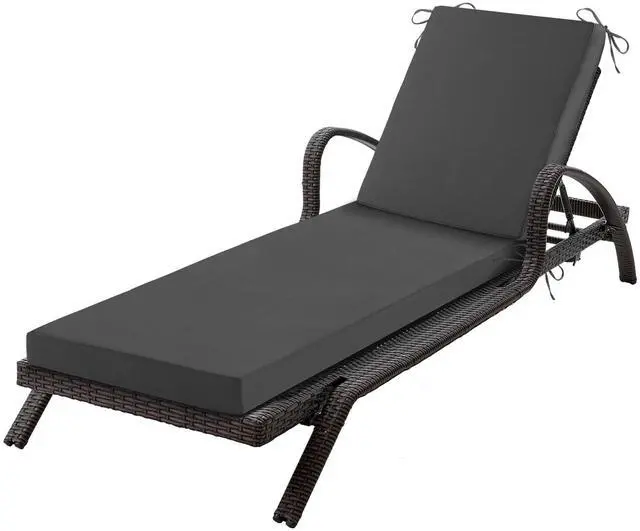 Main image of Aegisun Chaise Lounge Cushions Outdoor, 72x 21x 3 Inch Waterproof & Fade-Resistant Lounge Chair Cushion, Outdoor Chaise Cushion with Removable Cover & Ties for Lawn, Patio, Pool & Beach, Dark Grey