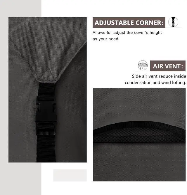 Alt view image 5 of 7 - ULTCOVER 600D Tough Canvas Heavy Duty Rectangular Patio Table and Chair Cover - Waterproof Outdoor General Purpose Furniture Covers 111 x 74 inch, Black