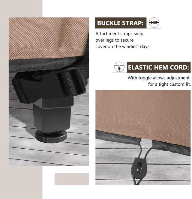Alt view image 4 of 7 - ULTCOVER Rectangular Patio Heavy Duty Table Cover - 600D Tough Canvas Waterproof Outdoor Dining Table and Chairs General Purpose Furniture Cover Size 111L x 74W x 28H inch