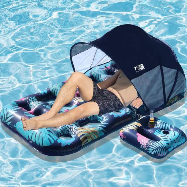 Main image of COOLCOOLDEE Inflatable Pool Float with UPF 50+ Sunshade Canopy,Extra Large Pool Lounger Float for Adult with Headrest,Cup Holder