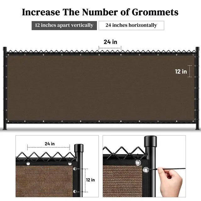 Alt view image 3 of 7 - Winpull Privacy Fence Screen 6' x 50', Heavy Duty 170GSM HDPE Mesh, 95% Privacy, Reinforced Edges with Grommets for Chain Link & Wood Fences, Patio, Balcony & Yard