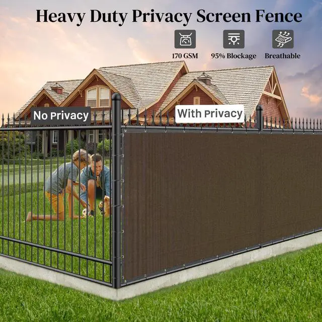 Alt view image 4 of 7 - Winpull Privacy Fence Screen 6' x 50', Heavy Duty 170GSM HDPE Mesh, 95% Privacy, Reinforced Edges with Grommets for Chain Link & Wood Fences, Patio, Balcony & Yard