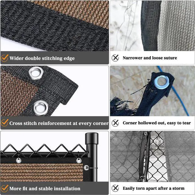 Alt view image 5 of 7 - Winpull Privacy Fence Screen 6' x 50', Heavy Duty 170GSM HDPE Mesh, 95% Privacy, Reinforced Edges with Grommets for Chain Link & Wood Fences, Patio, Balcony & Yard