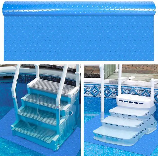Main image of 45x60 inches Swimming Pool Ladder Mat Protective Swimming Pool Step Pad for Above Ground Swimming Pool Ladder Pad Vinyl Non-Slip Pool Liner