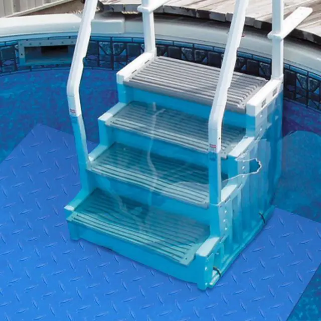 Alt view image 4 of 7 - 45x60 inches Swimming Pool Ladder Mat Protective Swimming Pool Step Pad for Above Ground Swimming Pool Ladder Pad Vinyl Non-Slip Pool Liner