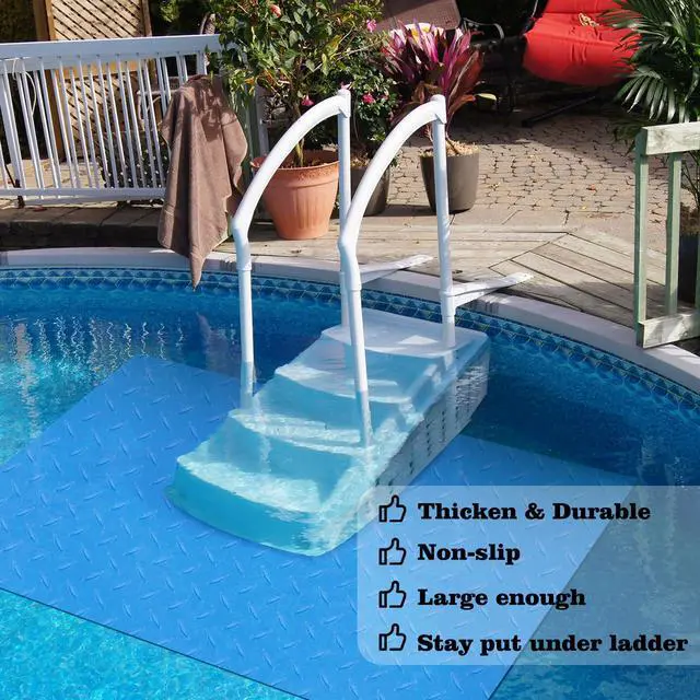 Alt view image 7 of 7 - 45x60 inches Swimming Pool Ladder Mat Protective Swimming Pool Step Pad for Above Ground Swimming Pool Ladder Pad Vinyl Non-Slip Pool Liner