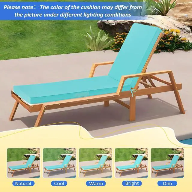Alt view image 6 of 7 - Basic Beyond Chaise Lounge Cushions Outdoor, 3-Layer Waterproof Outdoor Furniture Cushions with Removable Cover and 4 Ties, 72"x21"x3" Patio Lounge Chair Cushions for Outdoor Furniture, Teal