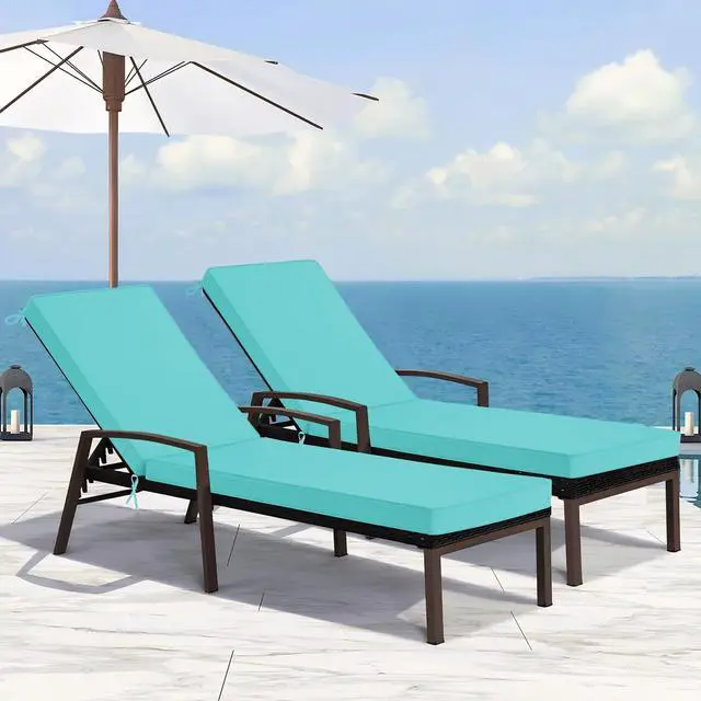 Alt view image 7 of 7 - Basic Beyond Chaise Lounge Cushions Outdoor, 3-Layer Waterproof Outdoor Furniture Cushions with Removable Cover and 4 Ties, 72"x21"x3" Patio Lounge Chair Cushions for Outdoor Furniture, Teal